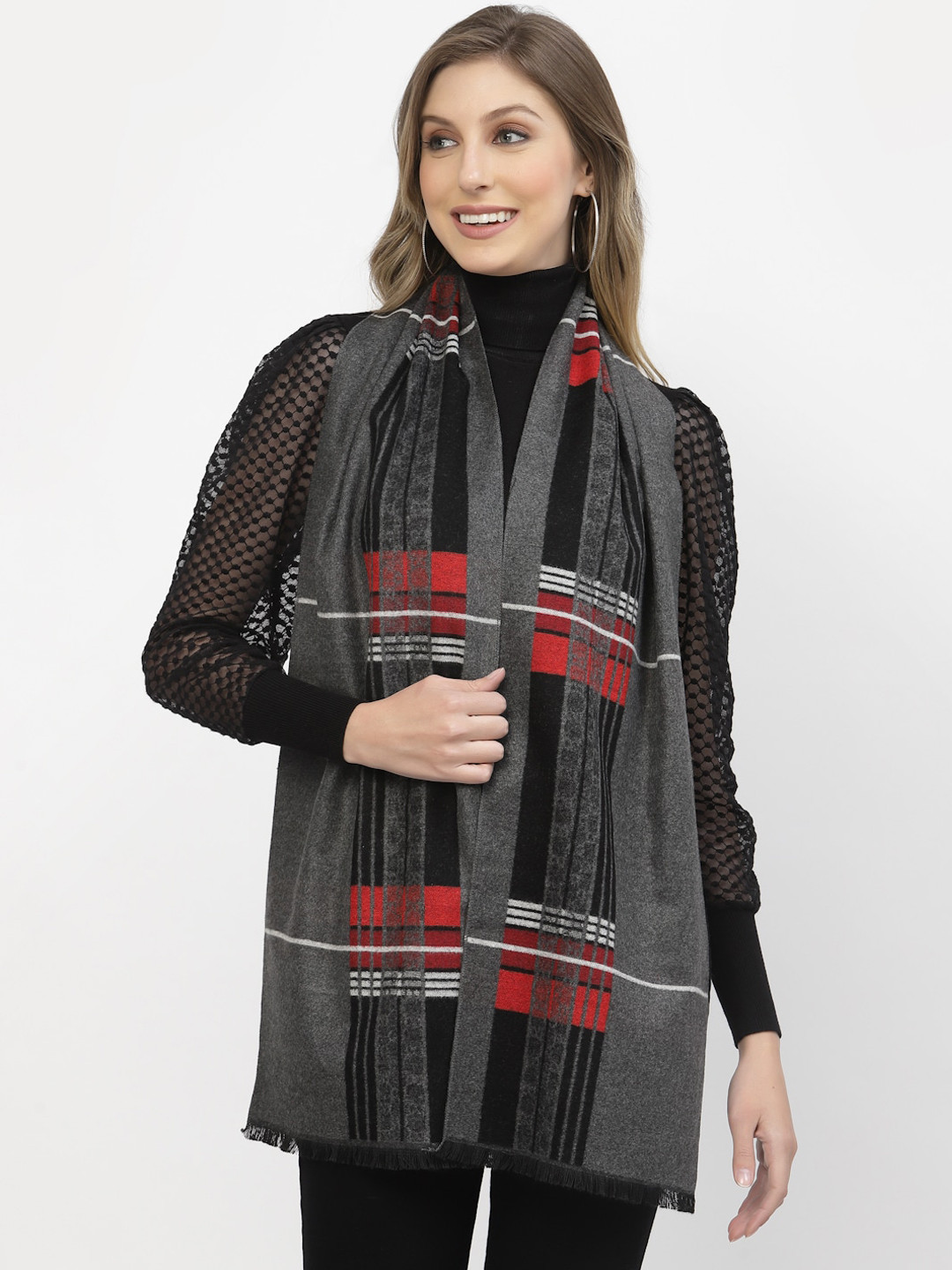 Calvadoss Women Checked Long-Fit Mufflers