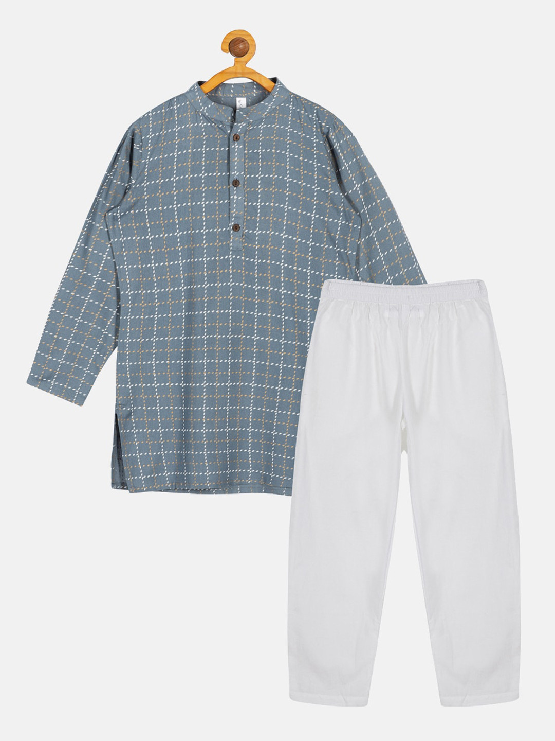 KiddoPanti Boys Checked Kurta with Pyjamas