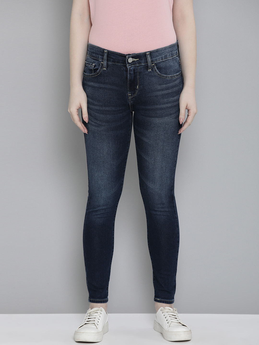 Levis Women 710 Blue Super Skinny Fit Light Fade Stretchable Jeans