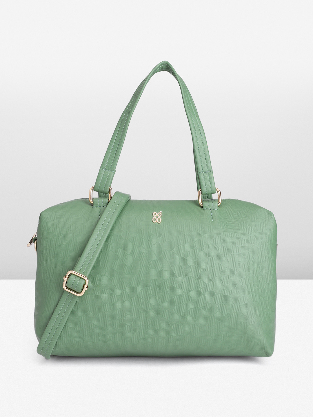 Baggit Solid Textured PU Structured Duffle Handheld Bag