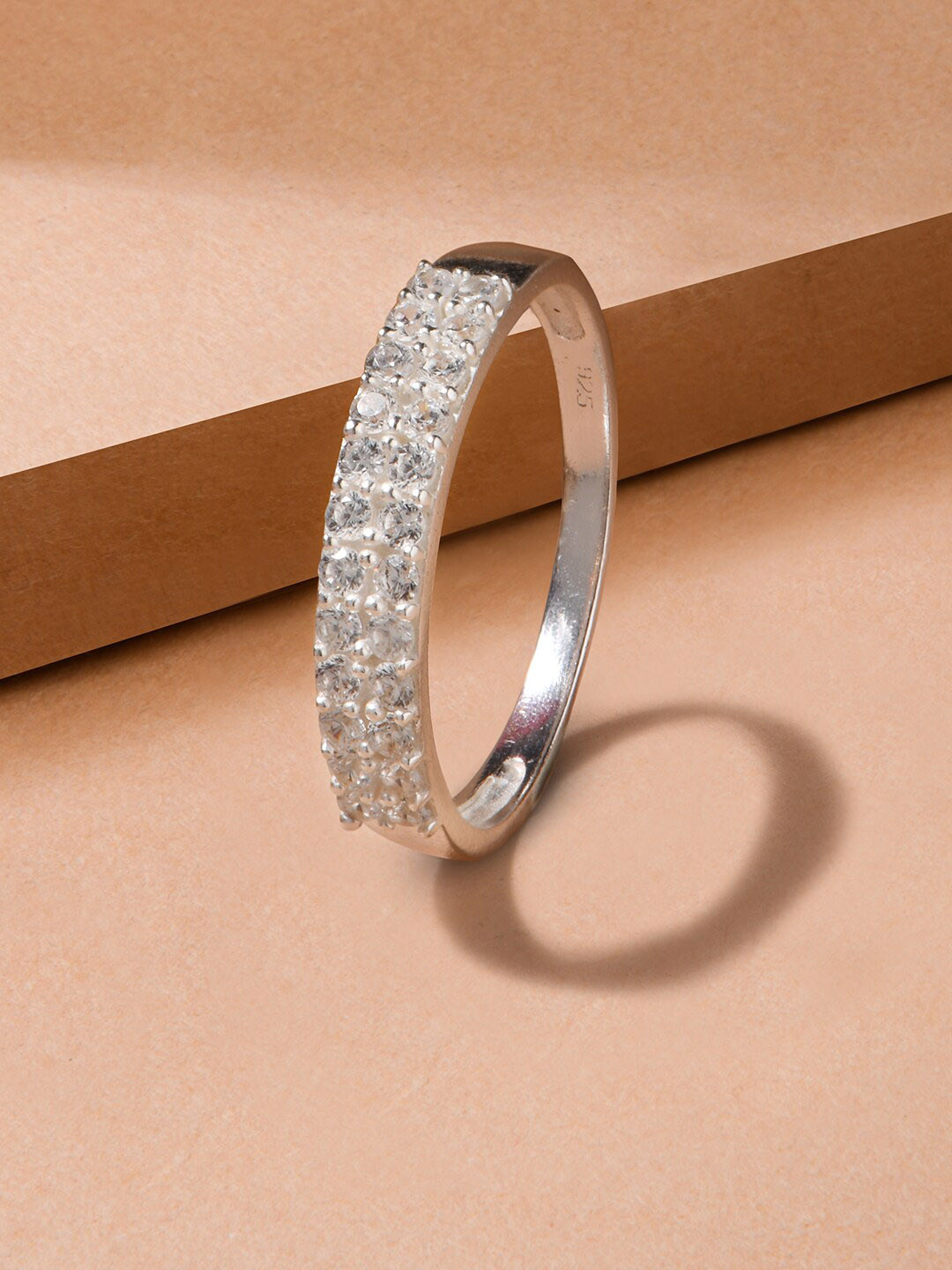 Accessorize Women 925 Pure Sterling Silver Bling Encrusted Band Ring