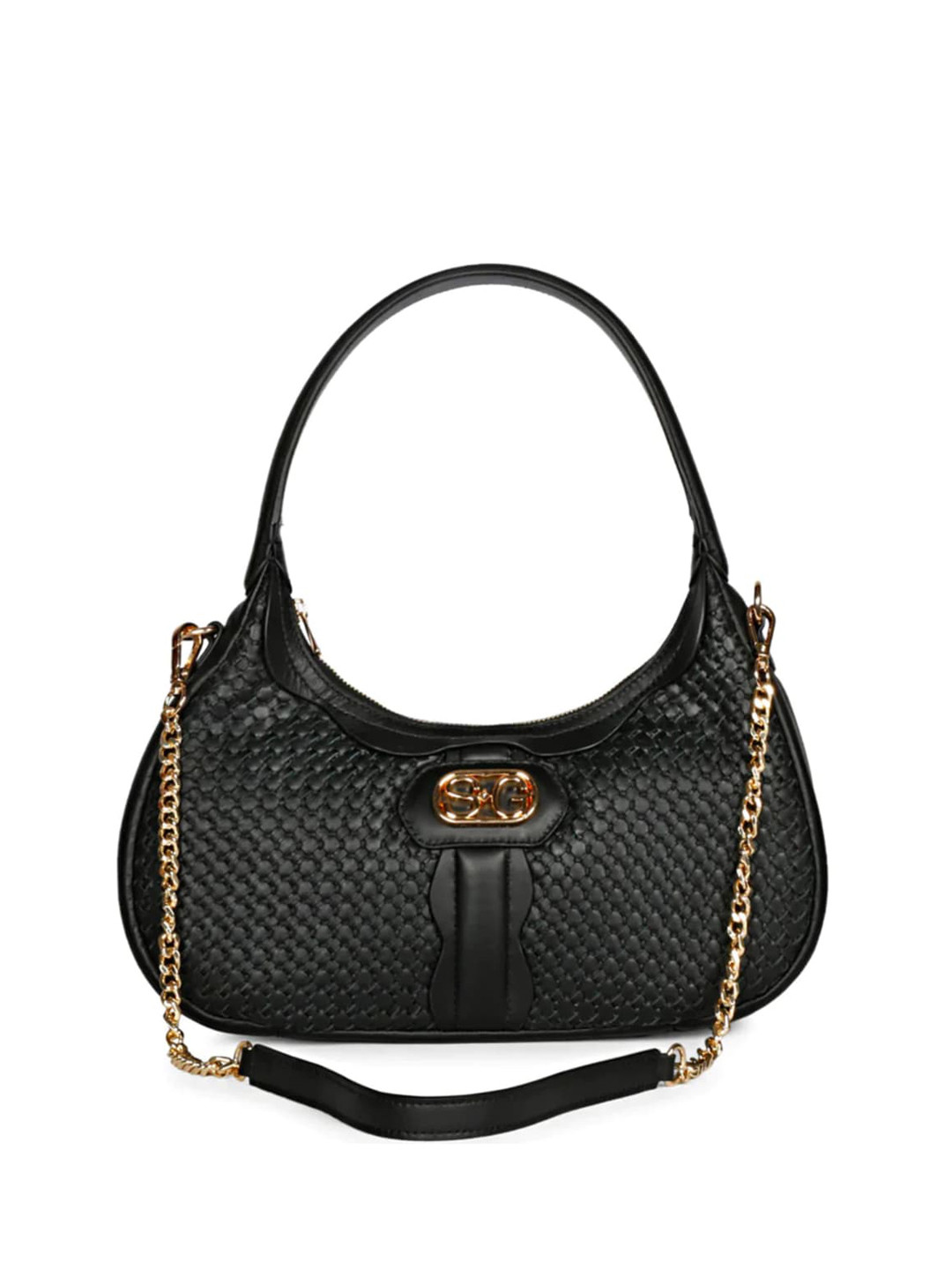 Saint G Textured Structured Leather Hobo Bag