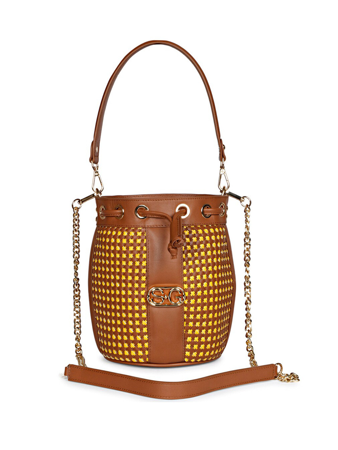 Saint G Textured Leather Bucket Sling Bag
