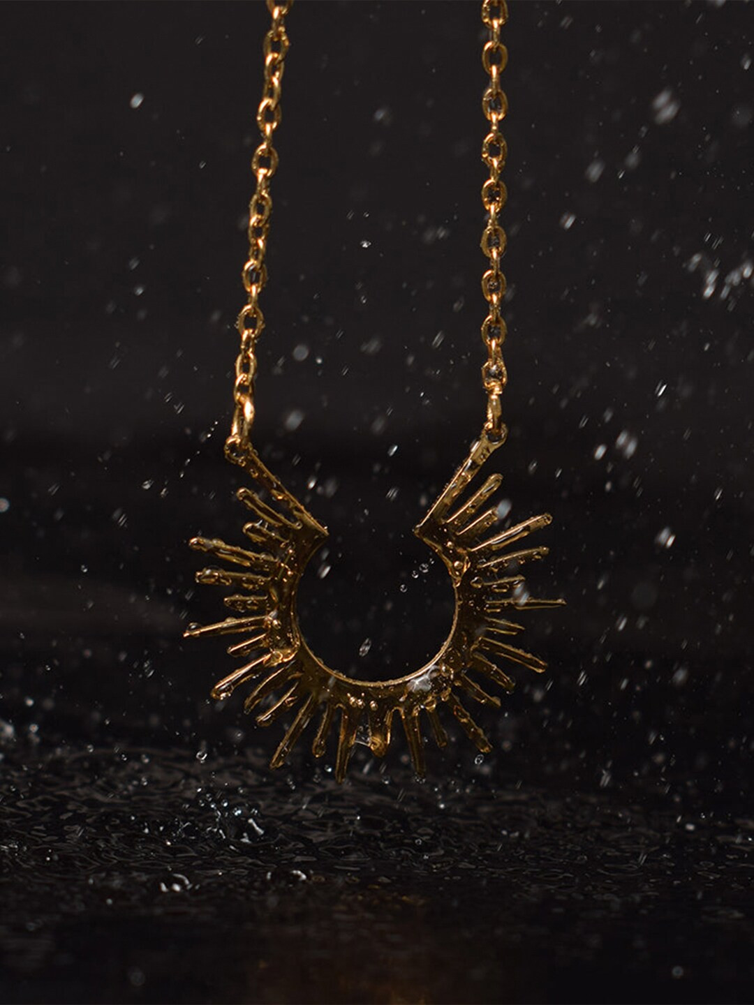 PALMONAS 18k Gold Plated Sun Rays Necklace