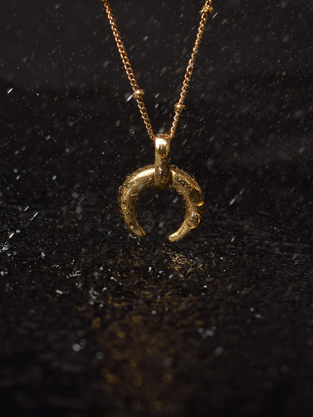 PALMONAS 18k Gold Plated Tiny Horn Necklace