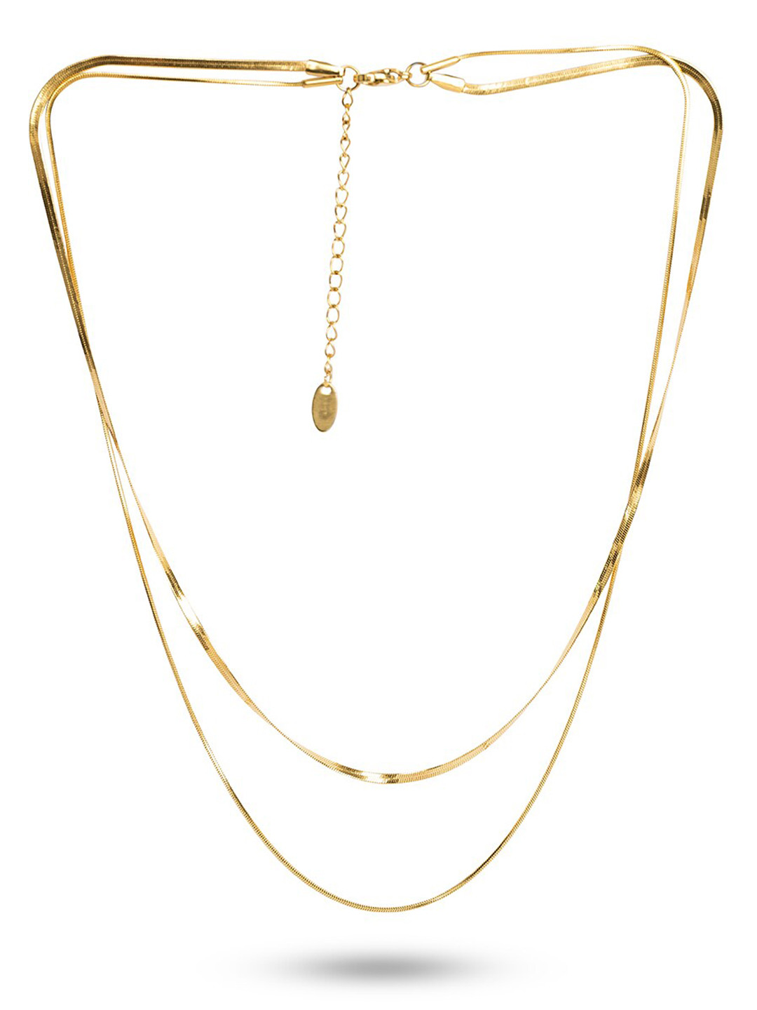 PALMONAS 18k Gold Plated Plain Chain Two Layer Necklace