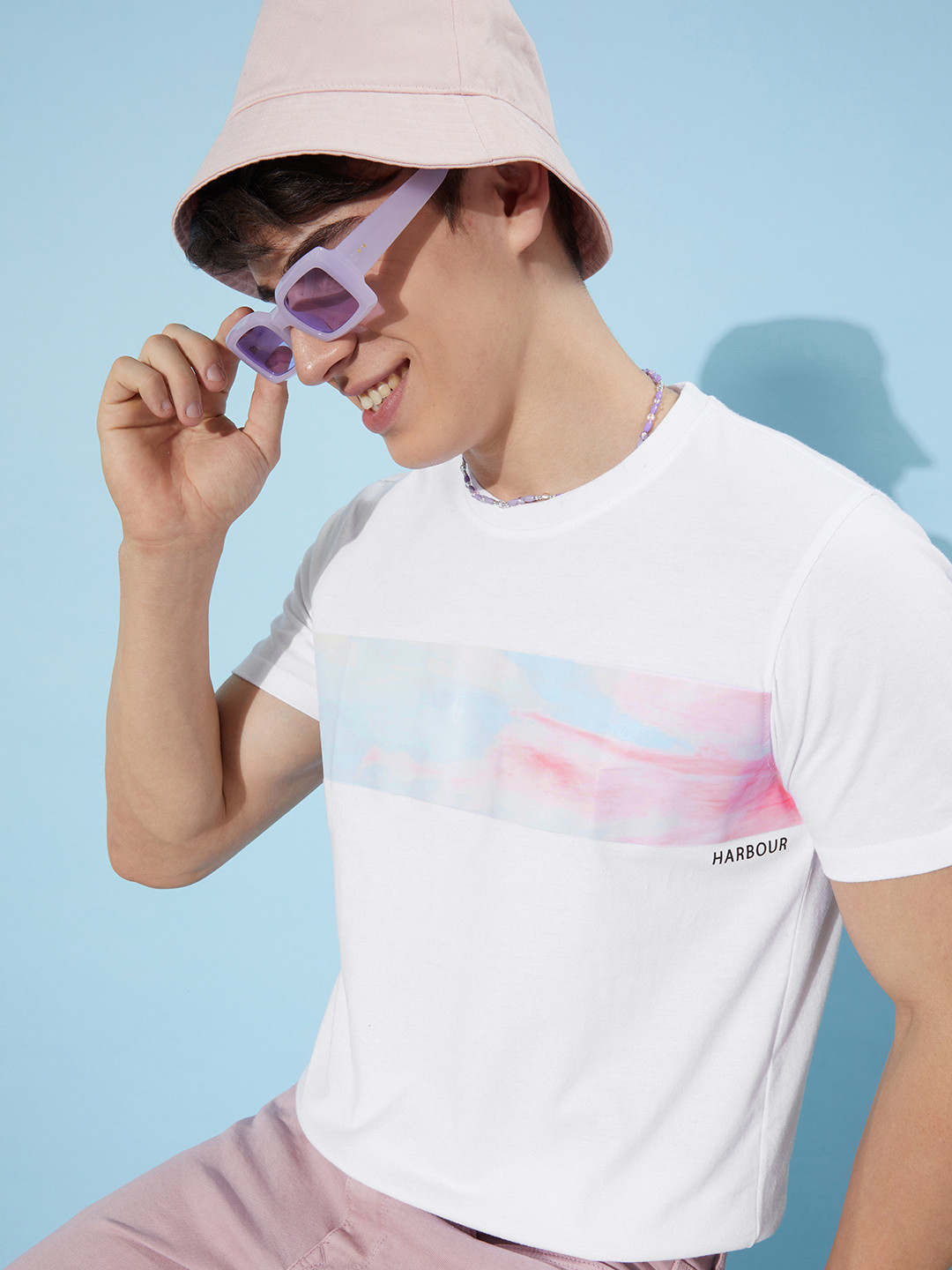 Mast & Harbour Milky White MCW Street Look Parade Technical Ombre Printed T-shirt