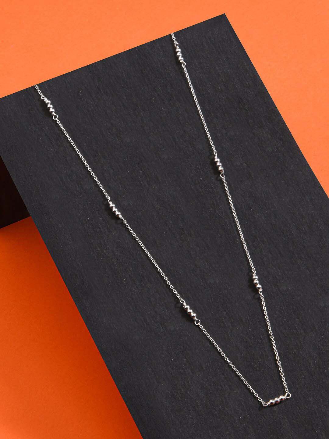 Accessorize Women 925 Pure Sterling Silver Triple Bead Station Necklace