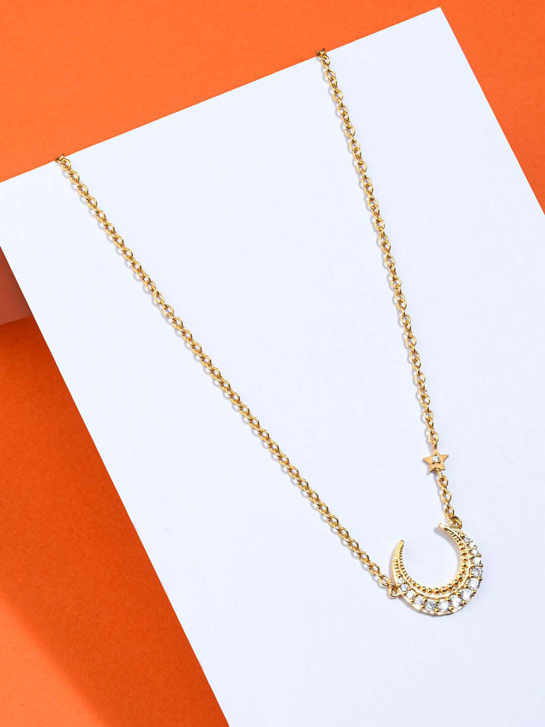 Accessorize Real Gold Plated Z Sparkle Moon Pendant Necklace