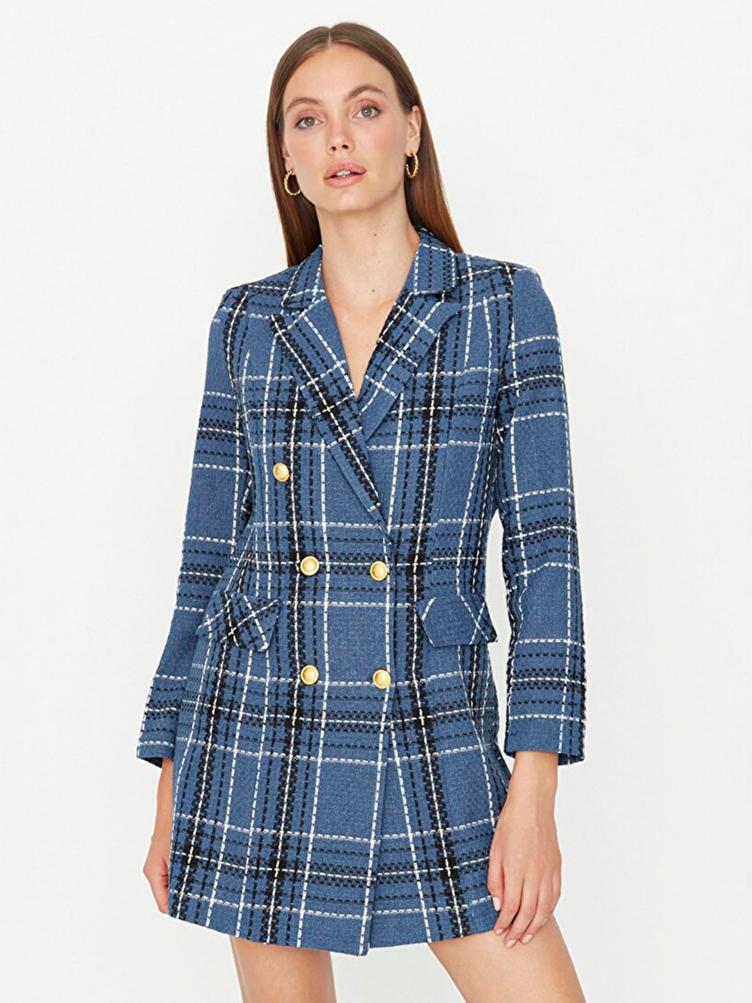 Trendyol Checked Shirt Mini Dress