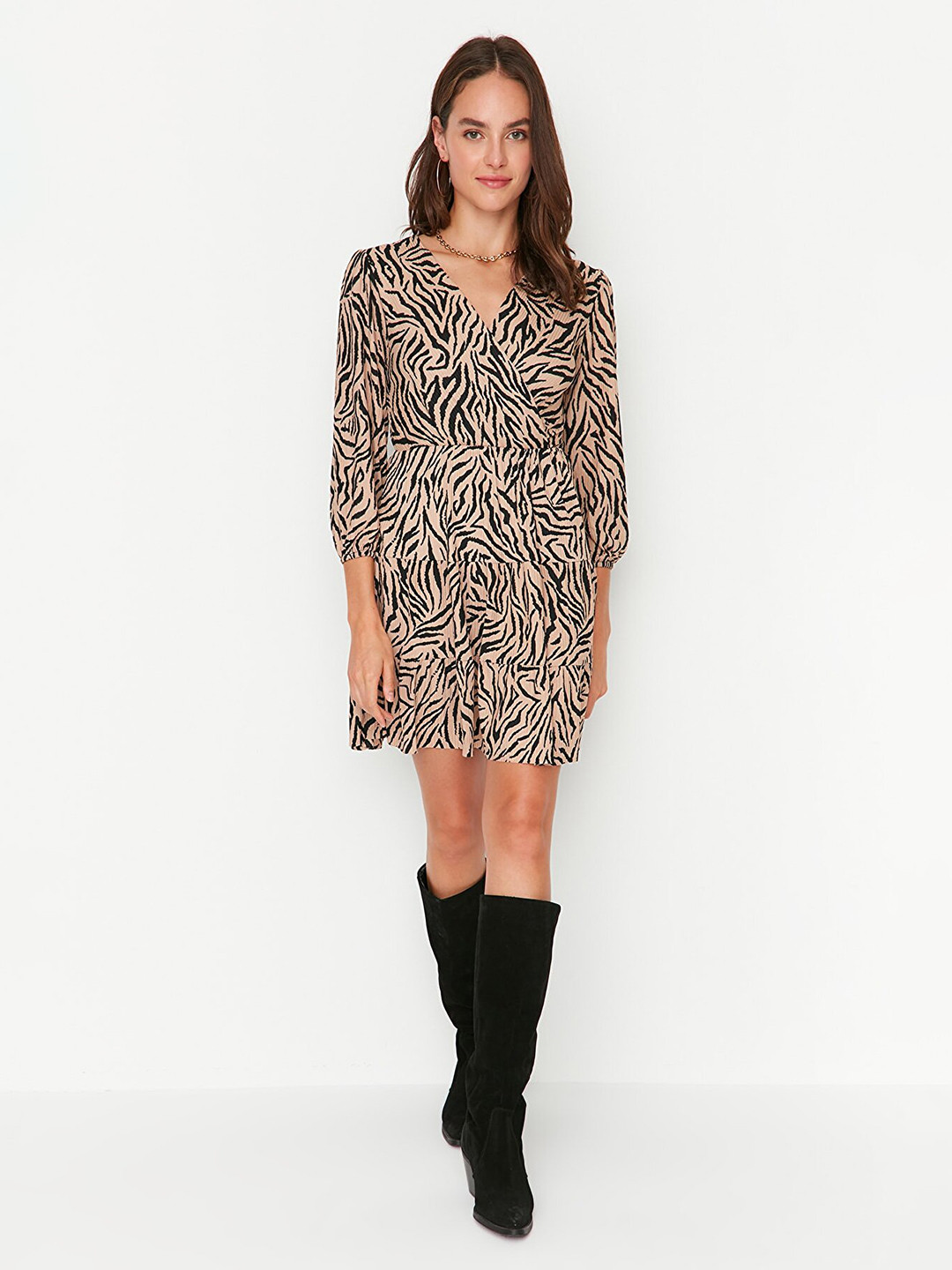Trendyol Animal Printed Wrap Dress