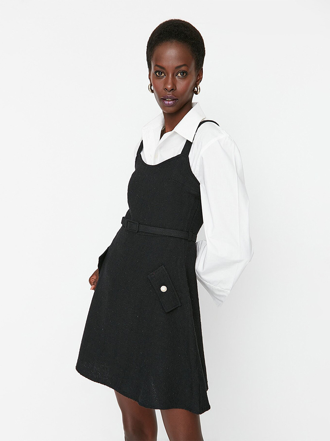 Trendyol Black Pinafore Mini Dress