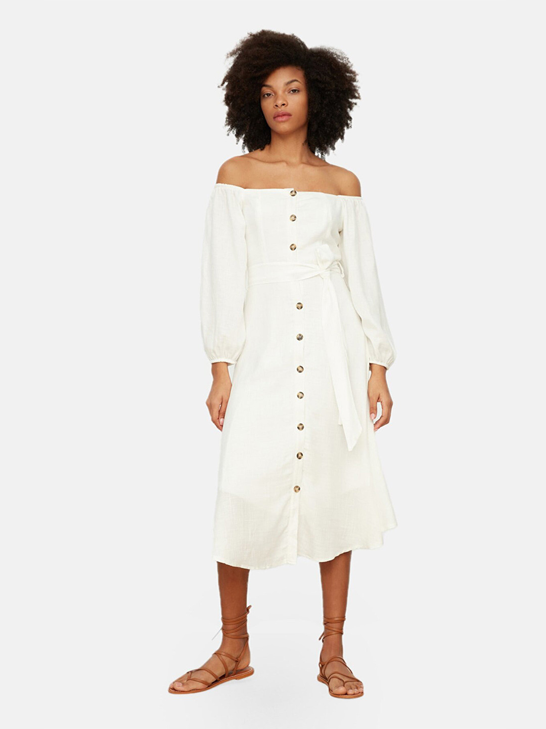 Trendyol Off-Shoulder A-Line Midi Dress