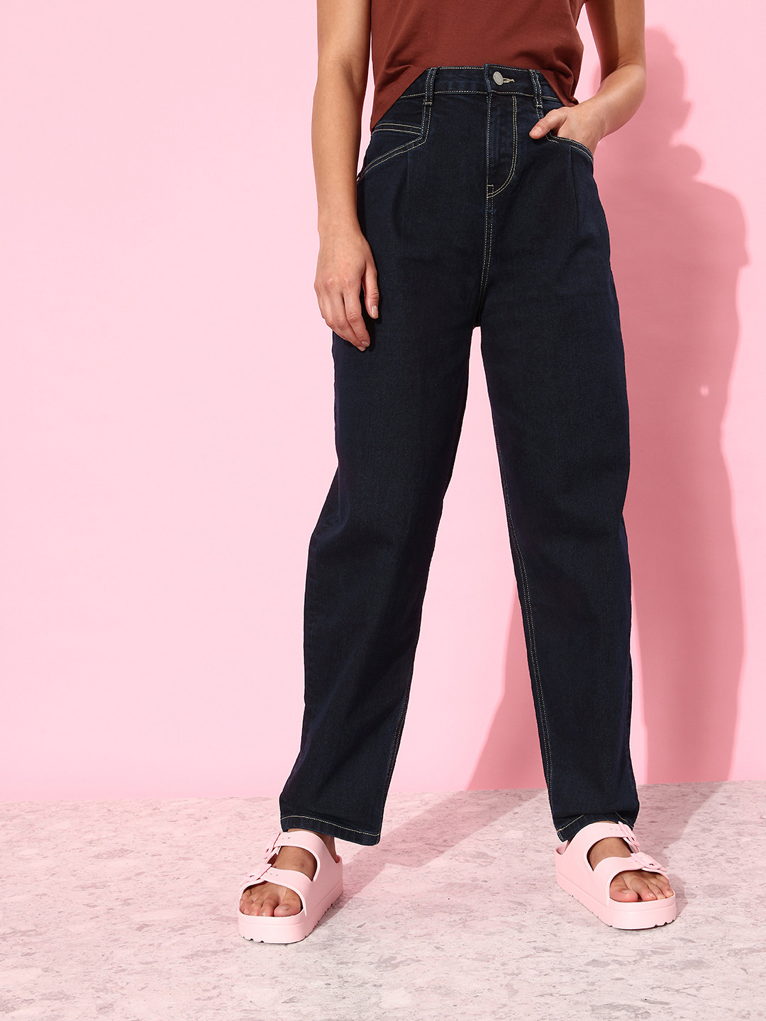 DressBerry Women Dark Blue High-Rise We May Party Upgraded denims Jeans