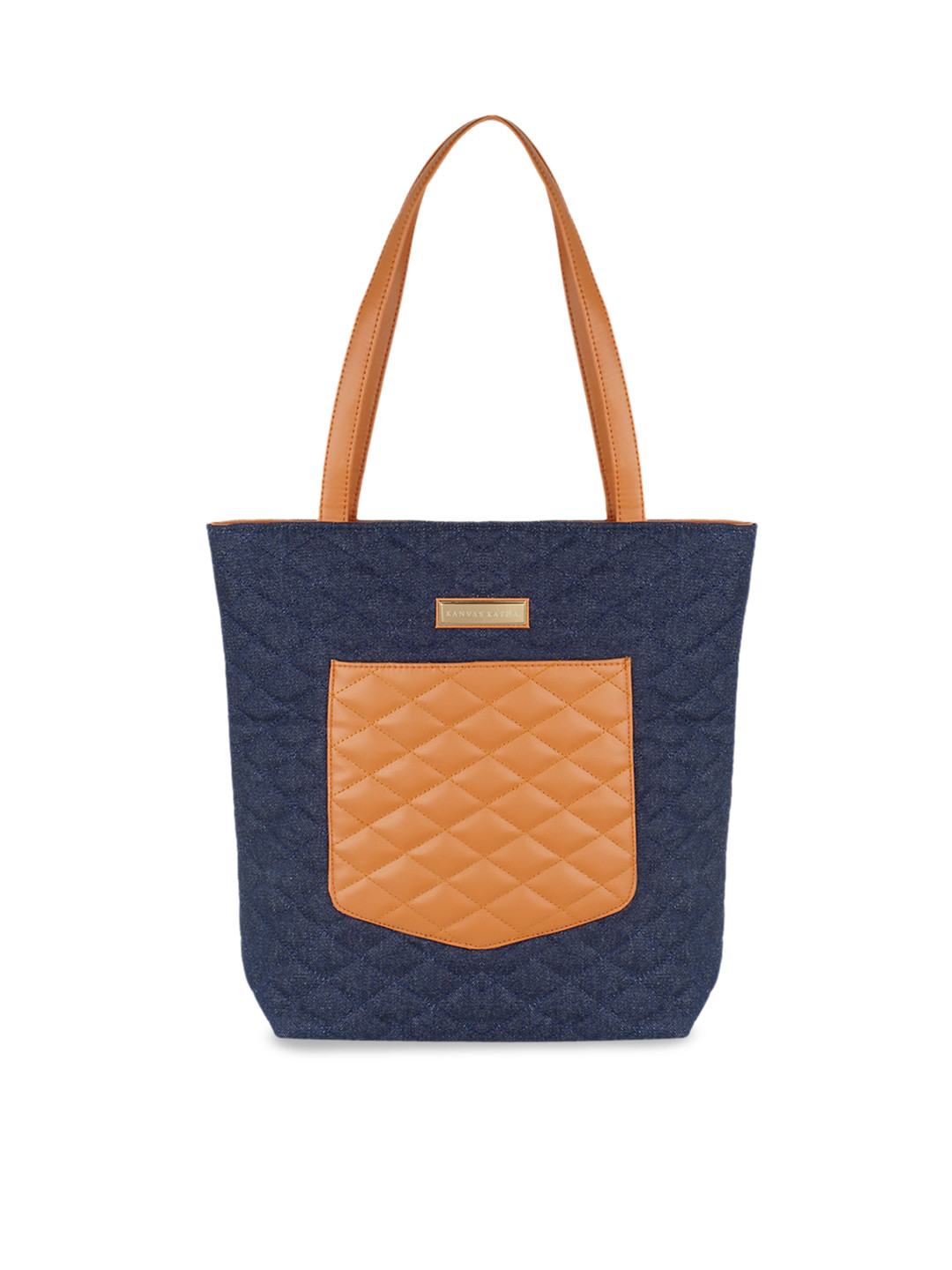 Kanvas Katha Colourblocked Oversized Shopper Shoulder Bag with Quilted