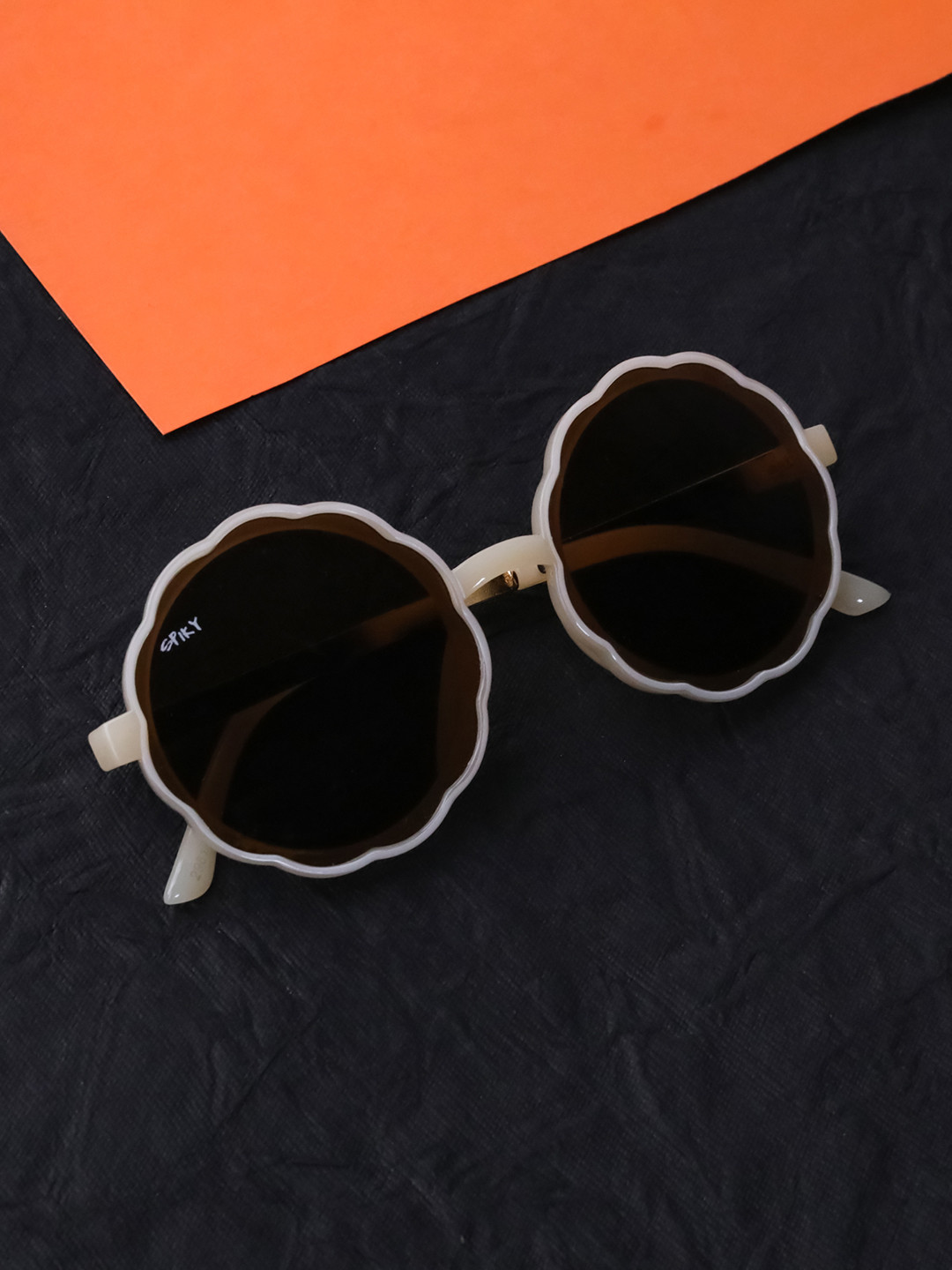 Spiky Kids Lens & Round Sunglasses with UV Protected Lens- W2961_WHT_BRN