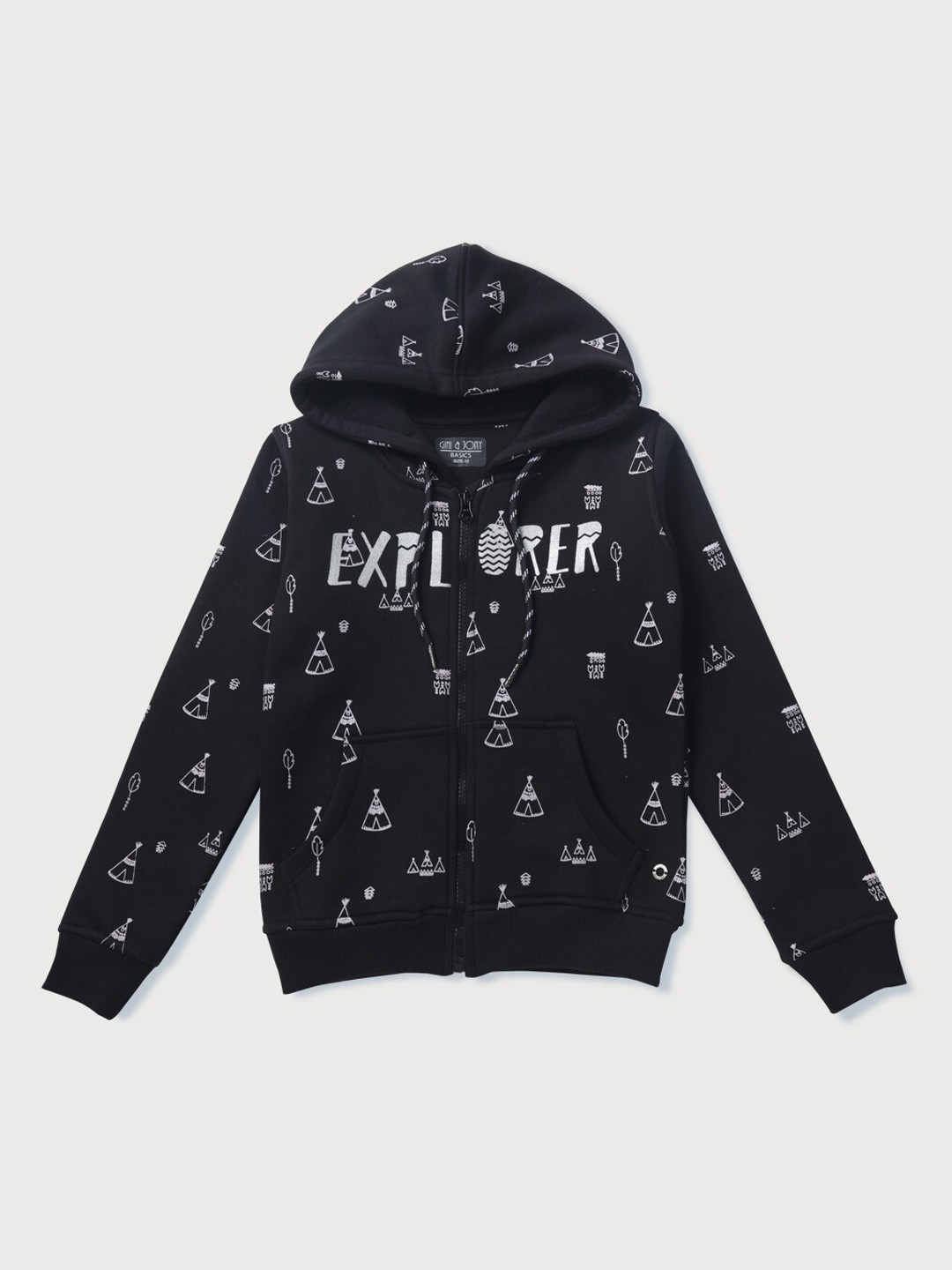 Gini and Jony Girls Cotton Geometric Bomber Jacket