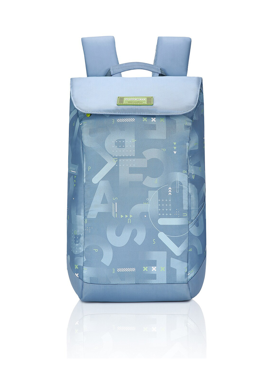 uppercase Unisex Blue & White Typography Backpack with Anti-Theft