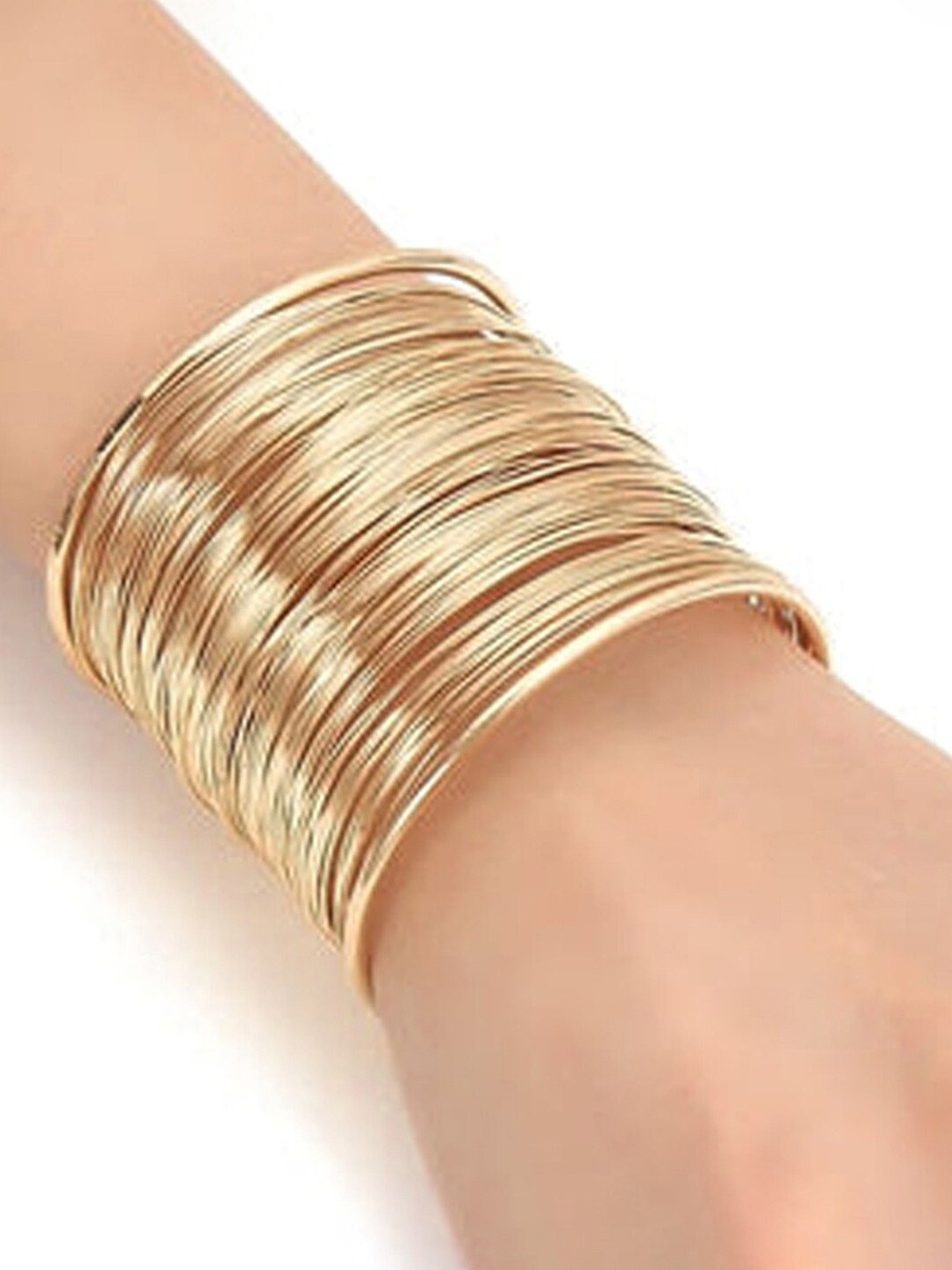Jewels Galaxy Women Gold-Toned Gold-Plated Cuff Bracelet