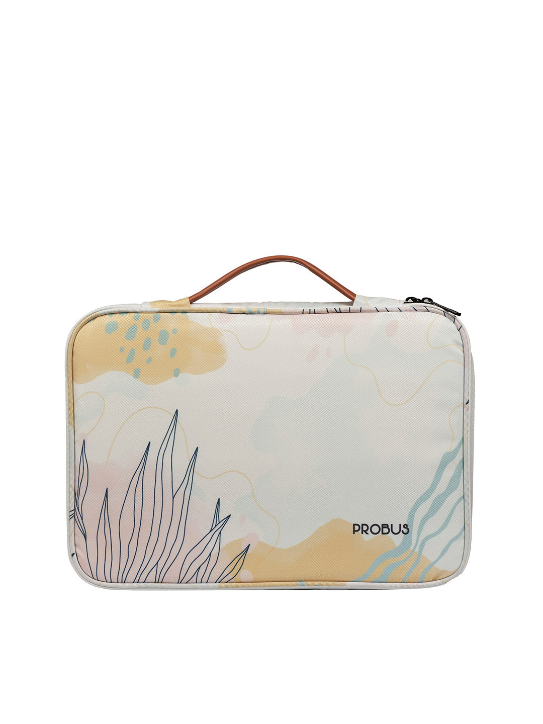 PROBUS Unisex White & Yellow Printed Laptop Sleeve