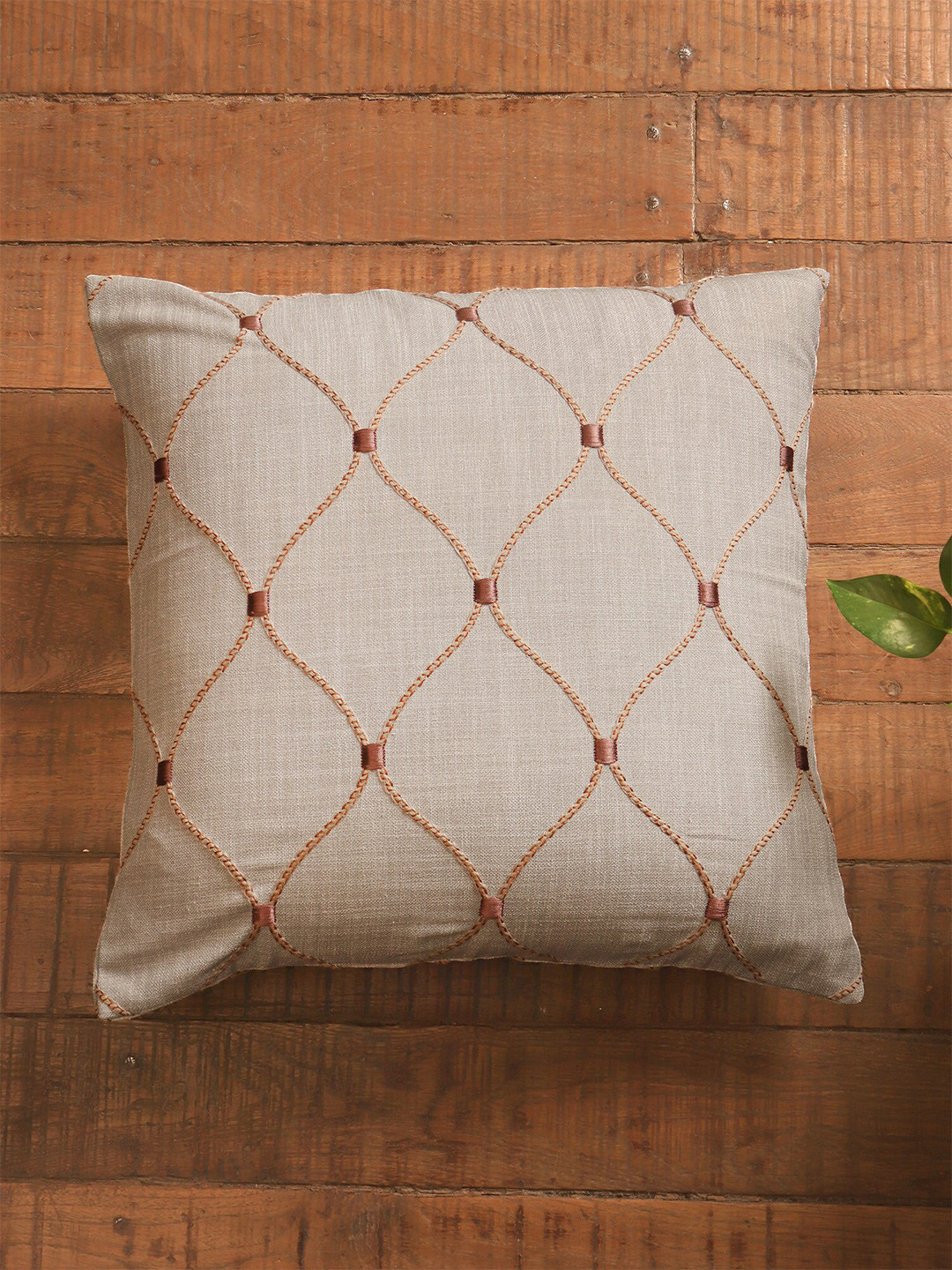 ZEBA World Geometric Cotton Textured Square Cushion Covers - 15.7 x 15.7 In