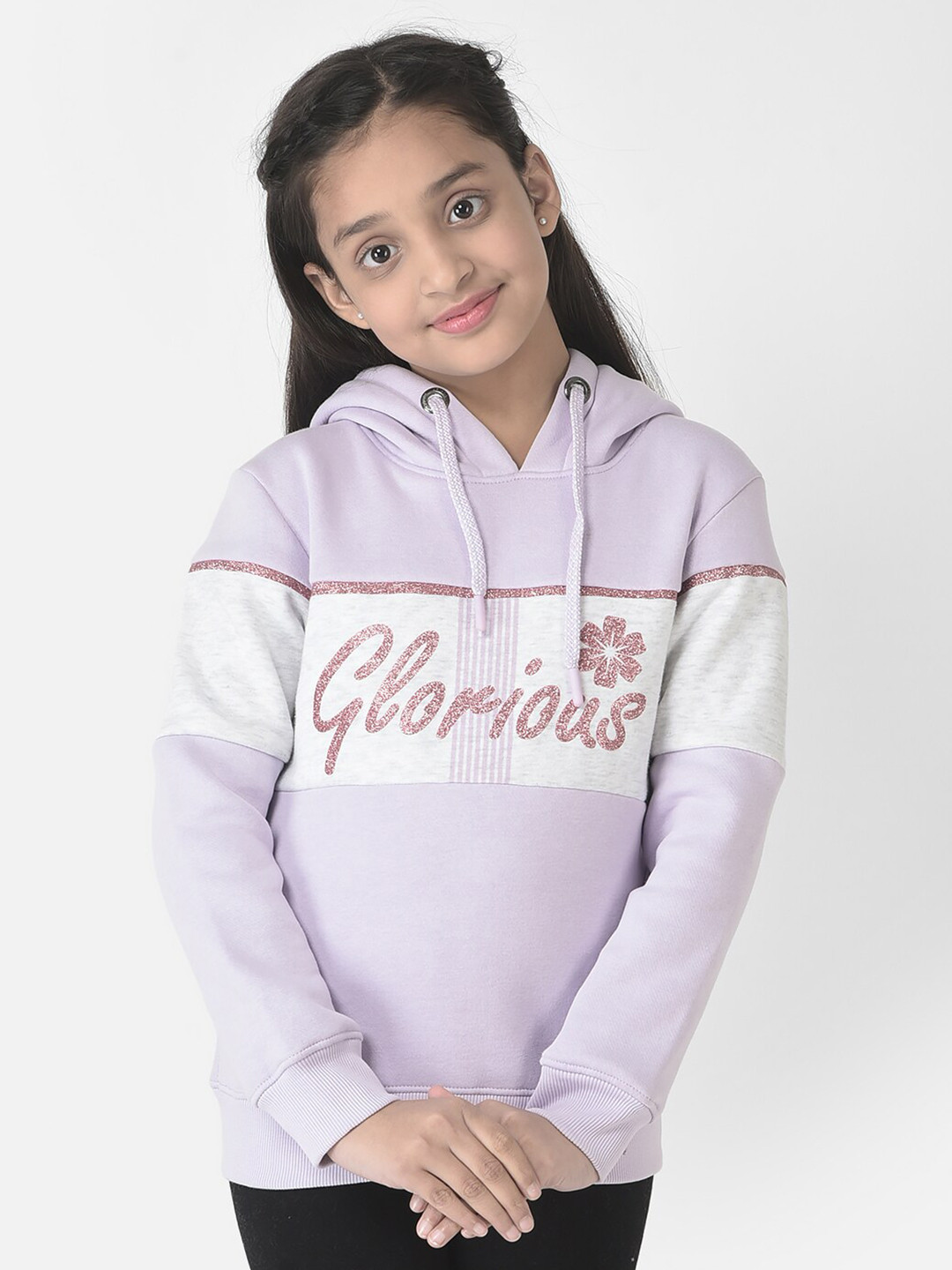 Crimsoune Club Girls Striped Hooded Sweatshirt