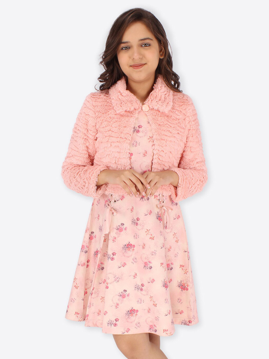 CUTECUMBER Girls Floral Printed Fit and Flare Dress