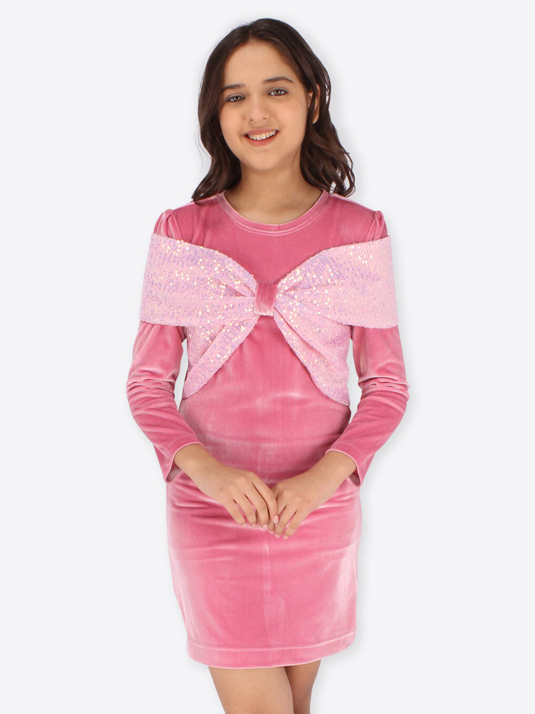 CUTECUMBER Pink Velvet T-shirt Dress