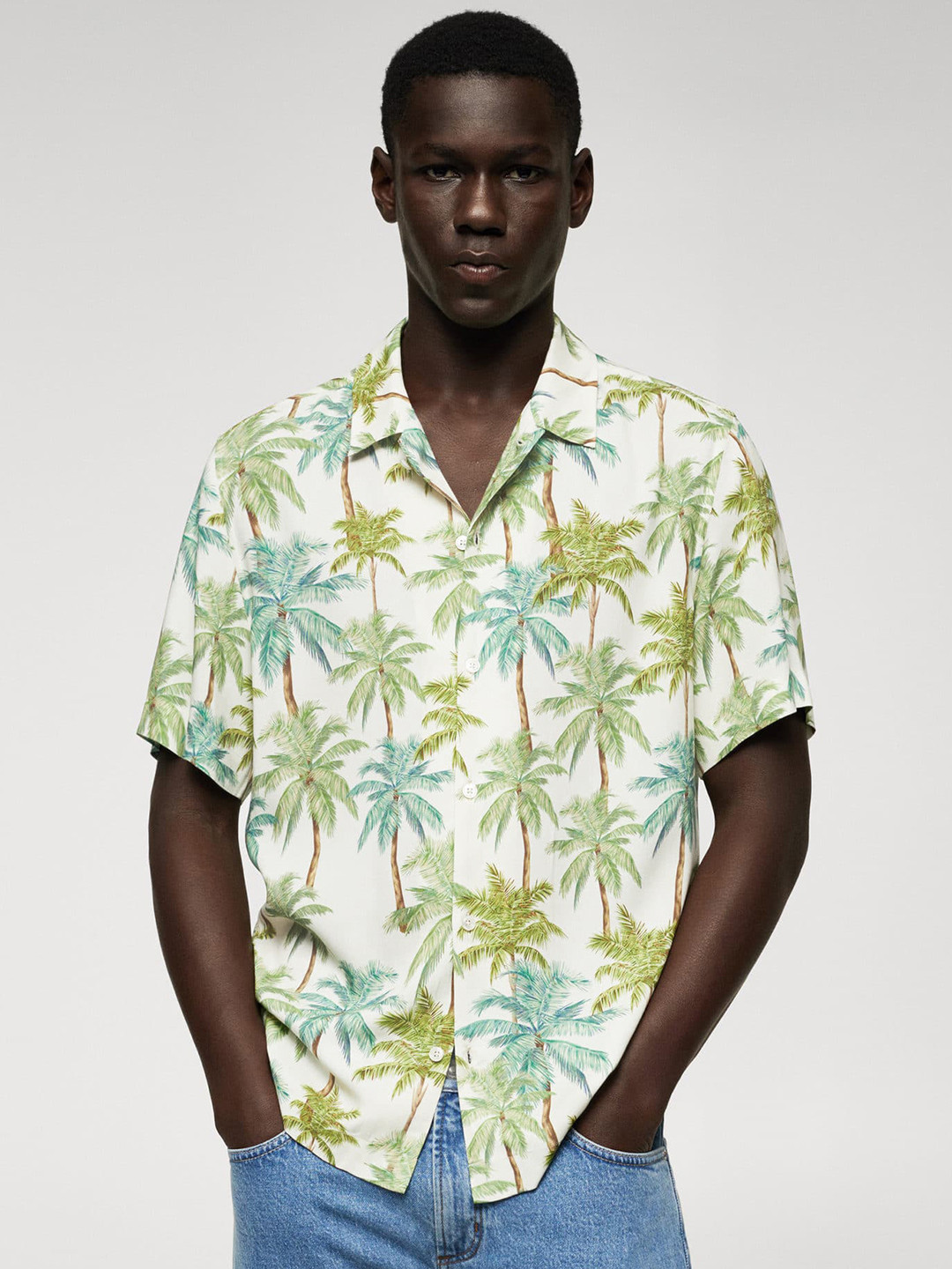 MANGO MAN Sustainable Tropical Printed Casual Shirt
