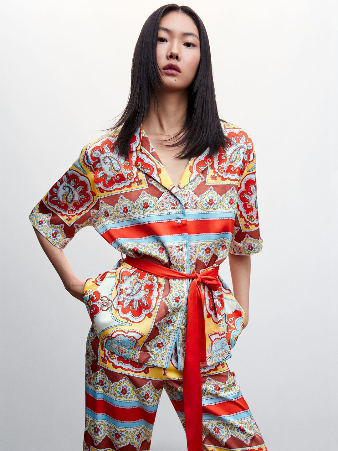 MANGO Sustainable Printed Satin Shirt