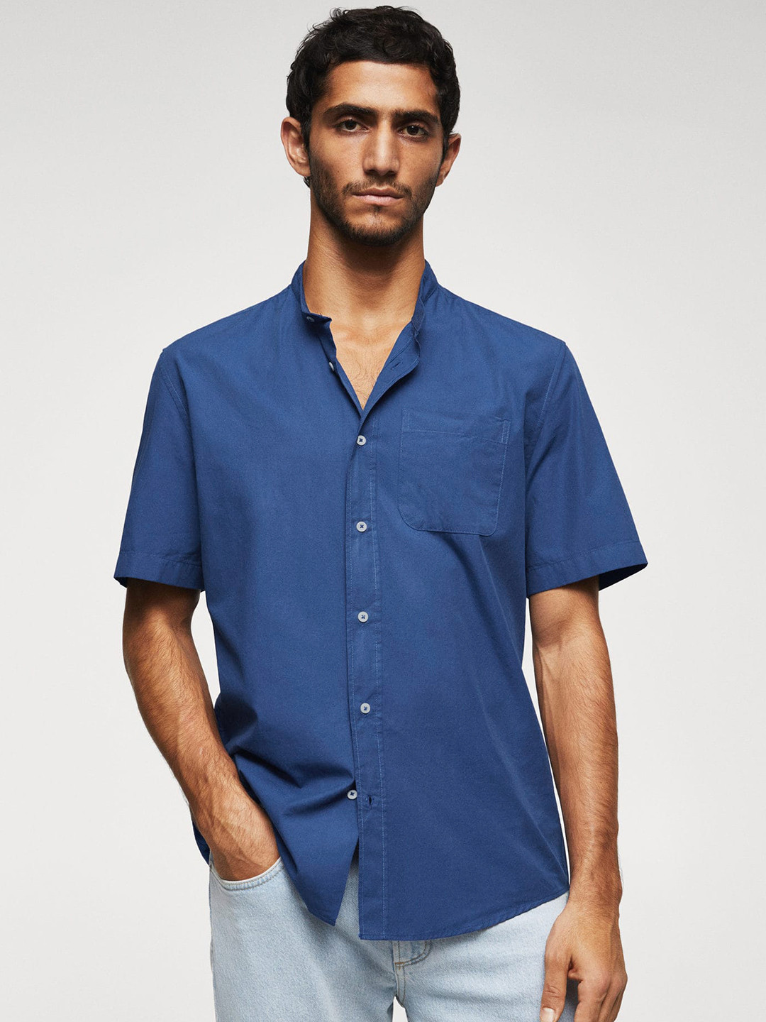 MANGO MAN Valentine Collection Men Regular Fit Band Collar Casual Shirt