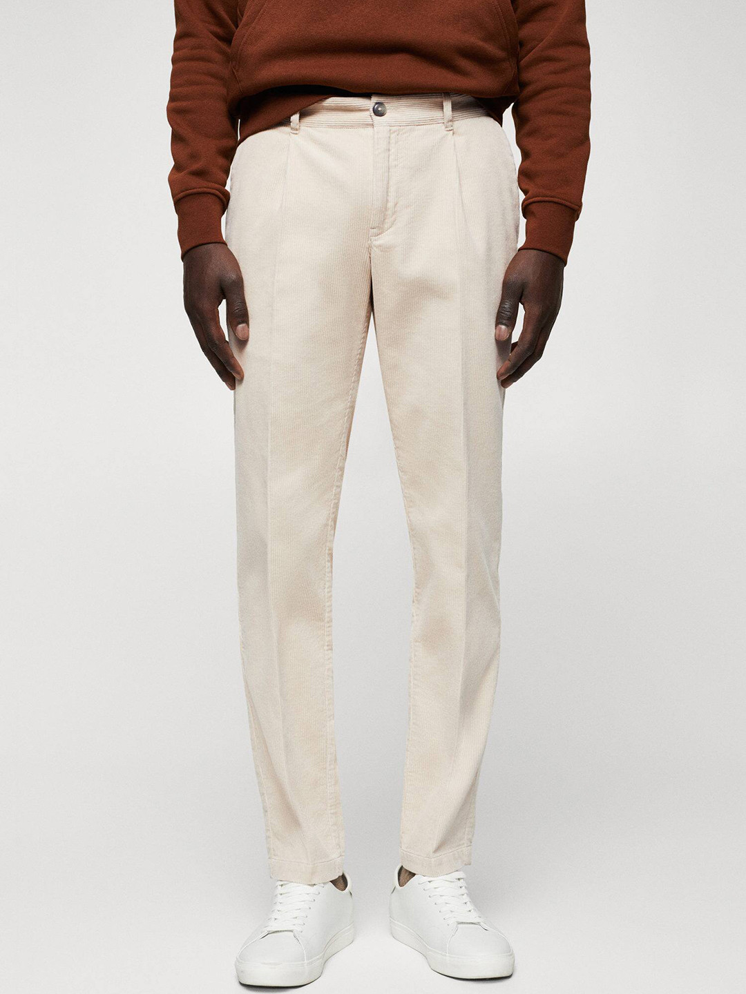 MANGO MAN Straight Fit Corduroy Pleated Trousers