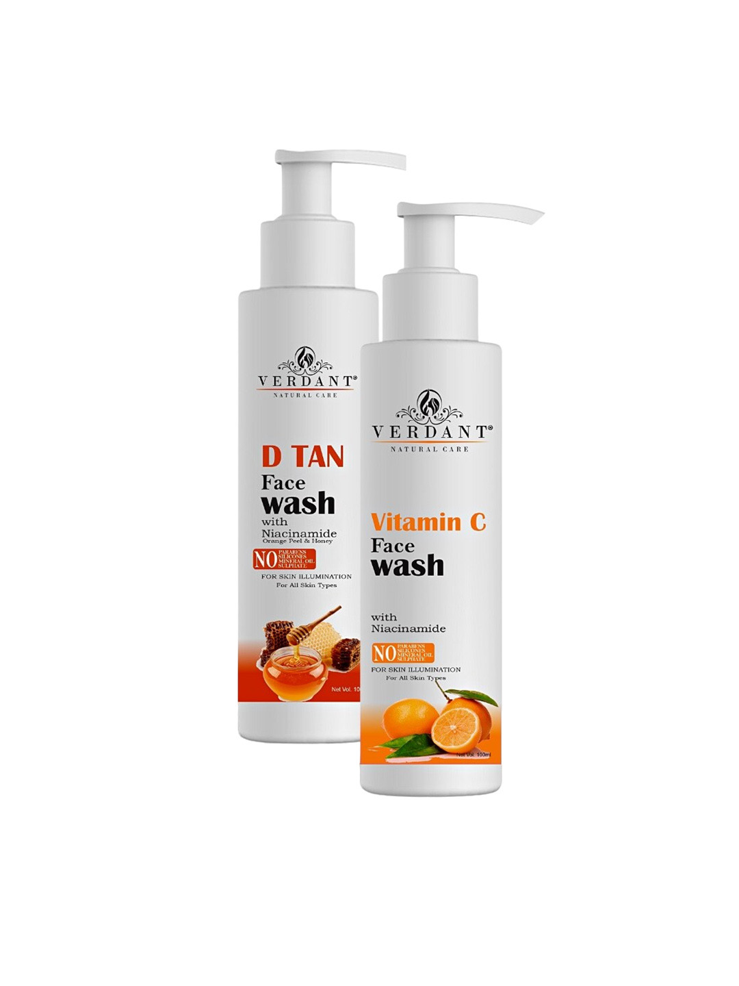 Verdant Natural Care Set of D-Tan & Vitamin C Face Wash - 100 ml each