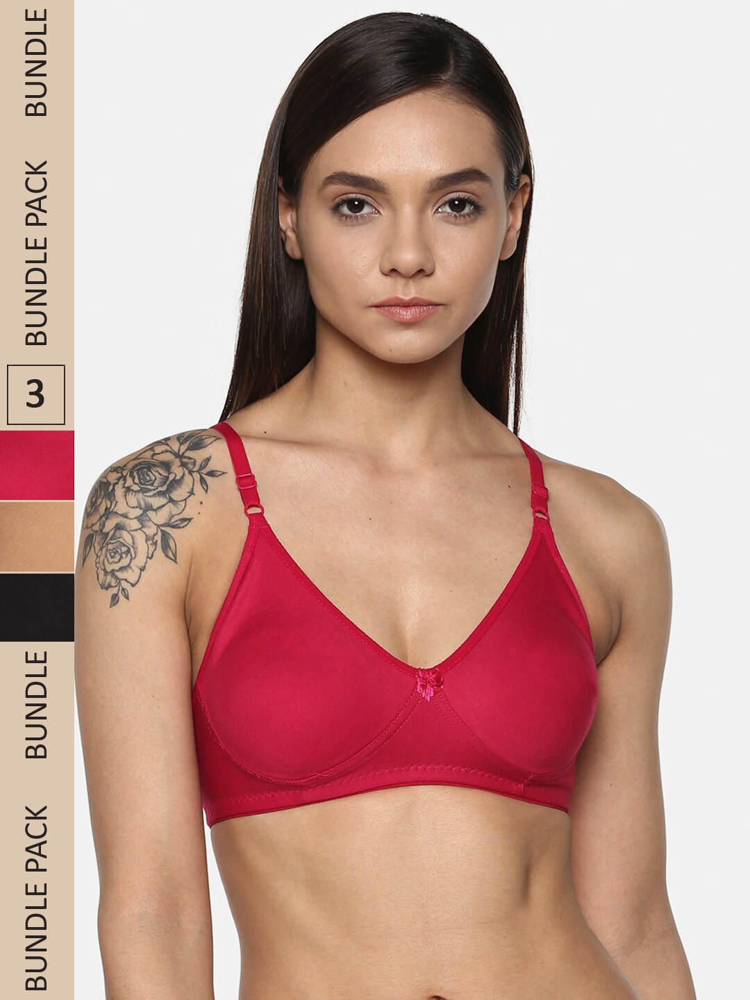 Lyra Pack of 2 Women Sports Non Padded Bra (FUSCHIA & GREY) Style