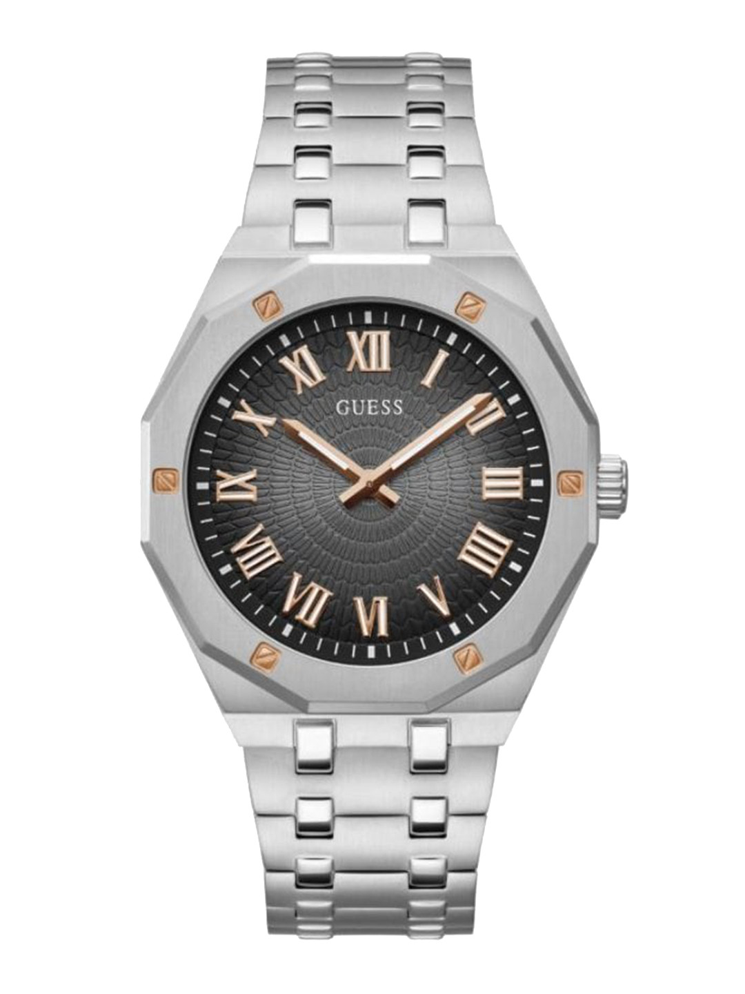 GUESS Men Dial & Silver Toned Stainless Steel Bracelet Style Straps Analogue Watch