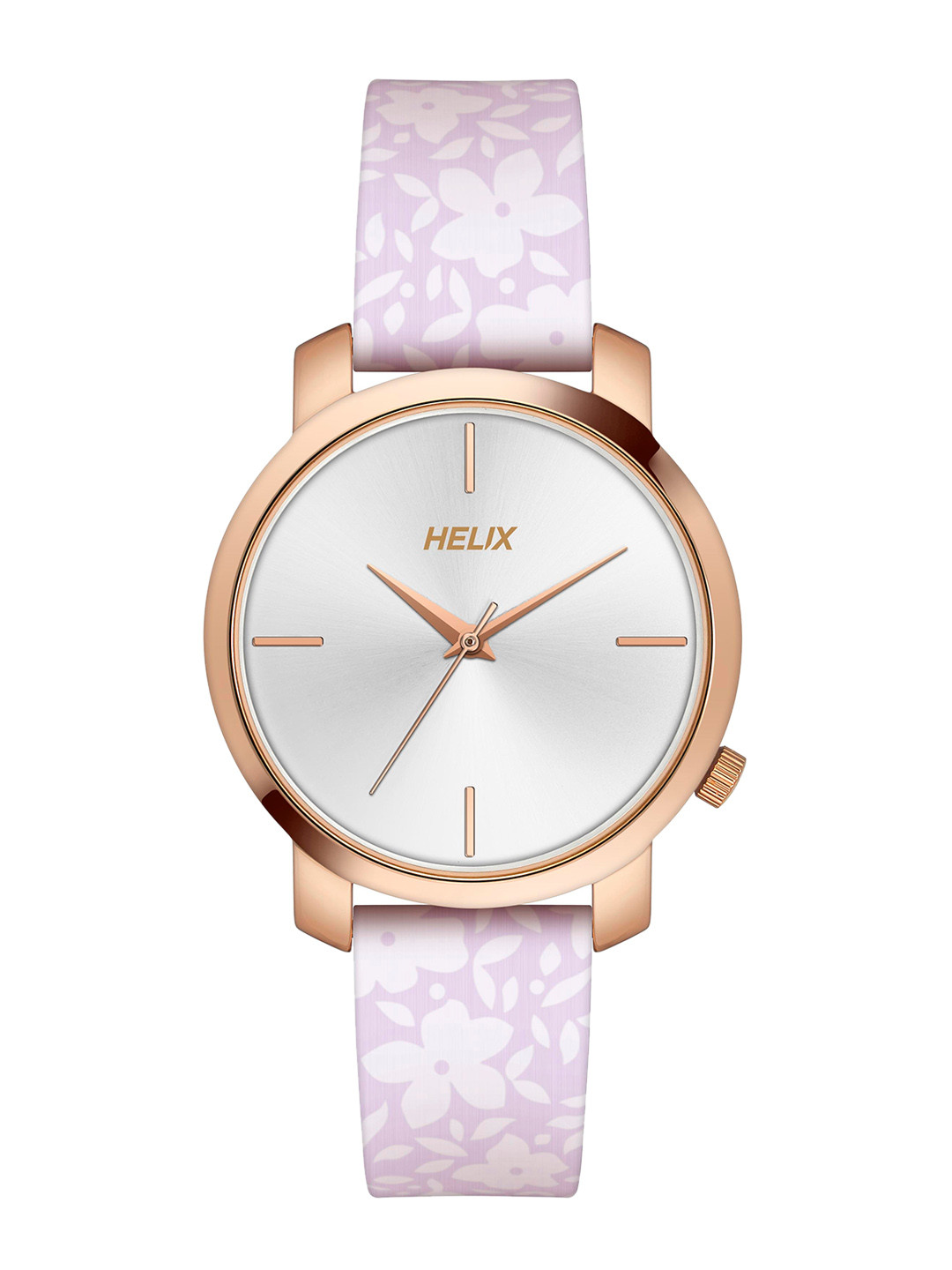 Helix By Timex Silver Round Dial Analog Leather Women Watch - TW032HL40