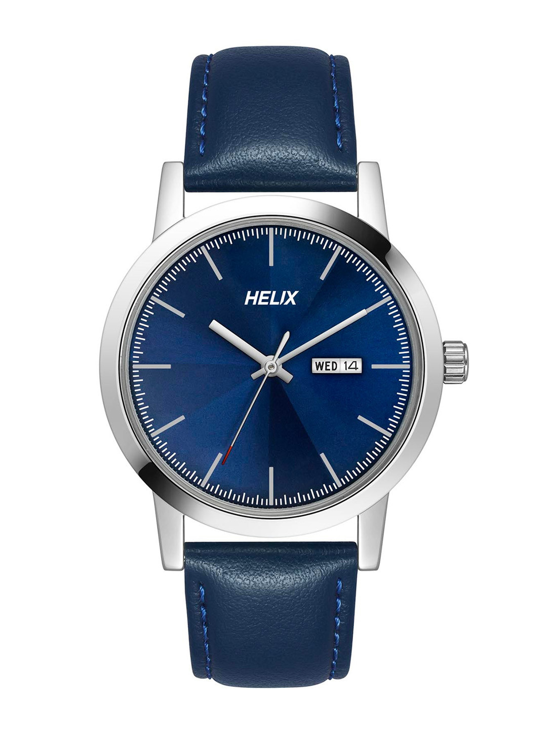Helix By Timex Blue Round Dial Analog Leather Men Watch - TW047HG01