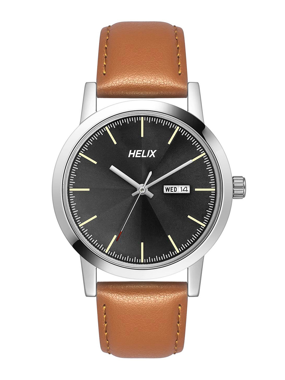 Helix By Timex Black Round Dial Analog Leather Men Watch - TW047HG00