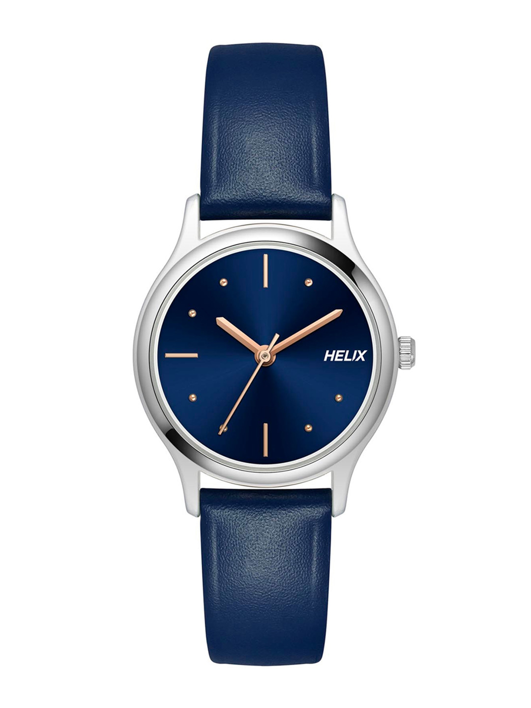 Helix By Timex Blue Round Dial Analog Leather Women Watch - TW051HL00