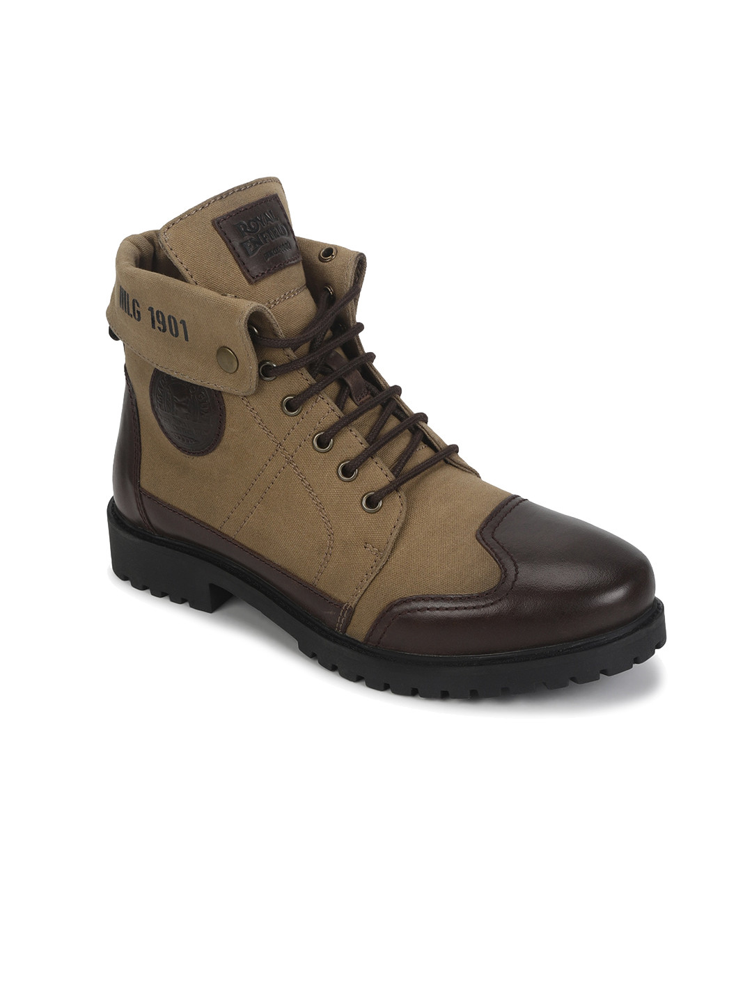 Royal Enfield Men Colourblocked Leather High-Top Boots