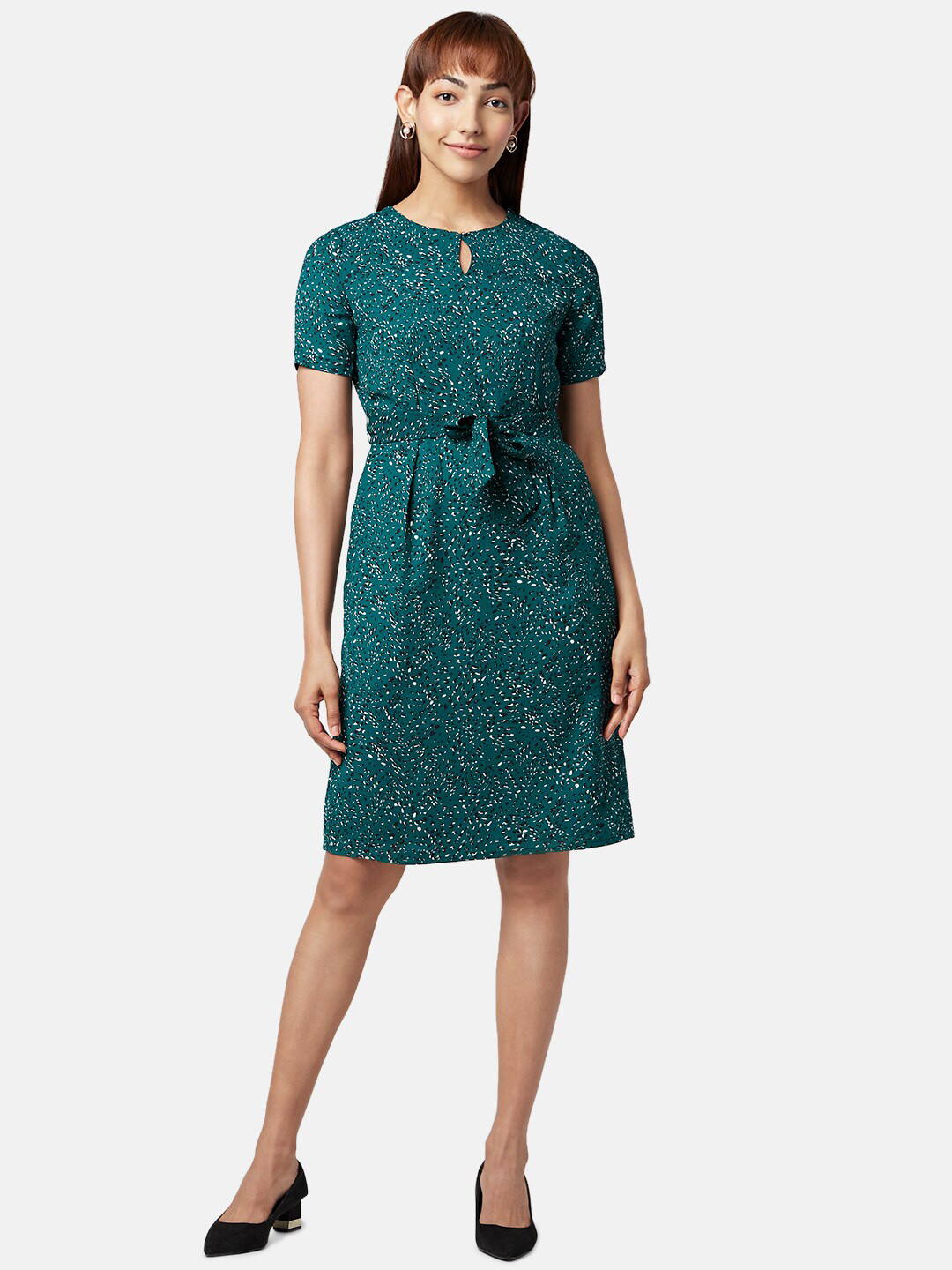 Annabelle by Pantaloons Floral Keyhole Neck Formal Dress