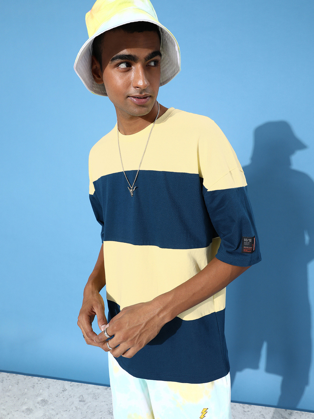 Kook N Keech Colourblocked Drop-Shoulder Sleeves Pure Cotton Oversized T-shirt