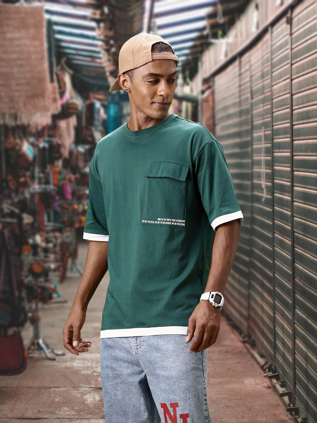 Kook N Keech Men Deep Green Printed Pure Cotton Back Street Boys Hyper Hypo T-shirt