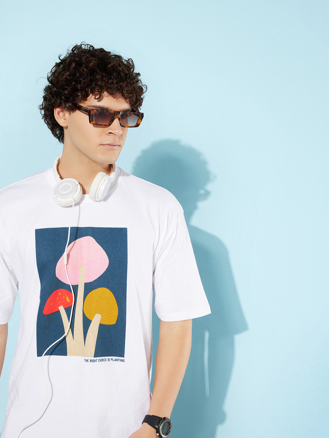 Kook N Keech Milky White Printed MCW Love is in the Air Flower Power Pure Cotton Oversized T-shirt
