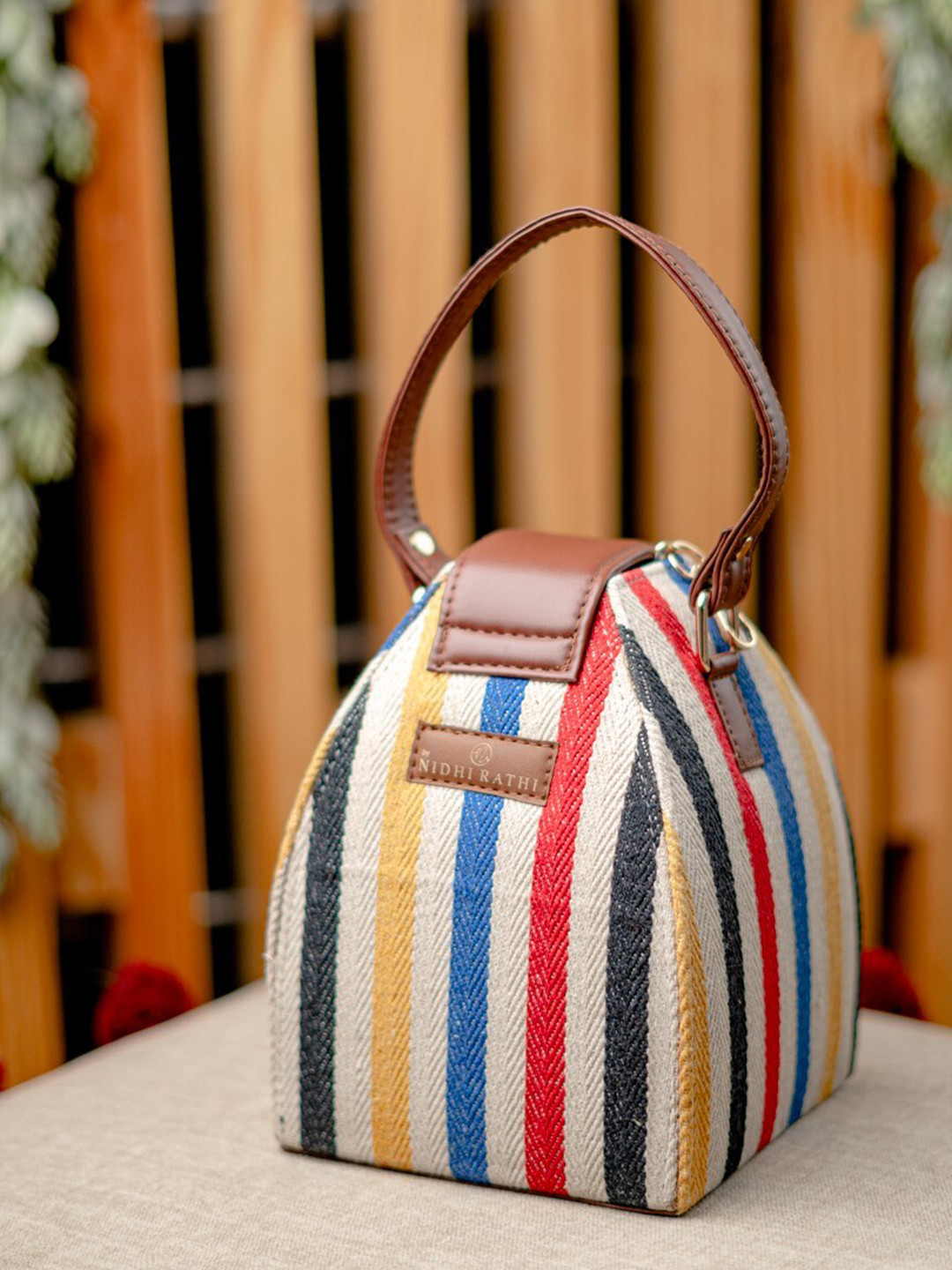 NR By Nidhi Rathi Striped Foldover Clutch