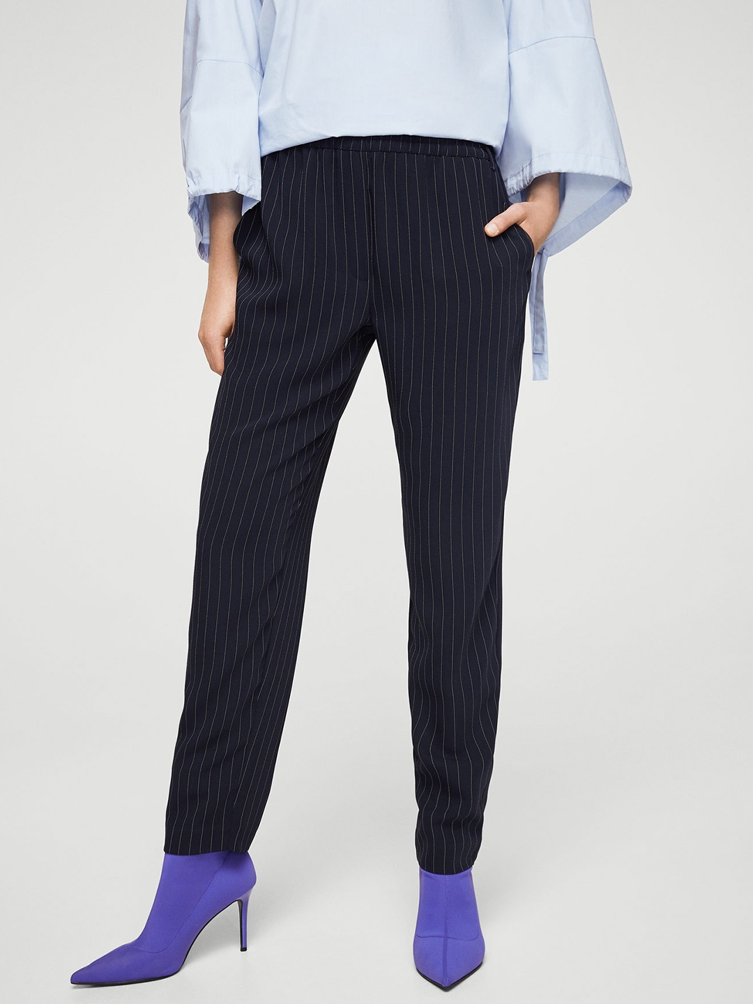Buy MANGO Women Black  Off White Regular Fit Checked Trousers  Trousers  for Women 7158155  Myntra