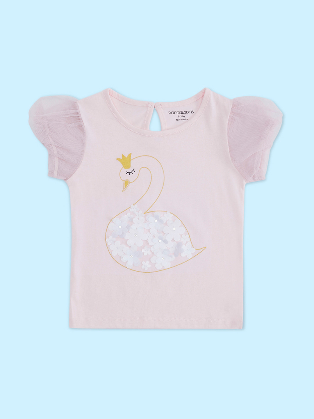 Pantaloons Baby Girls Self Design Cotton T-shirt