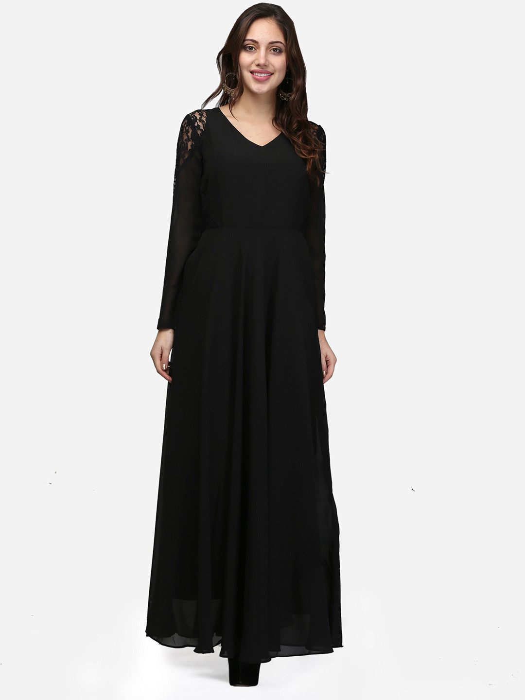 V&M V-Neck Georgette Party Maxi Dress