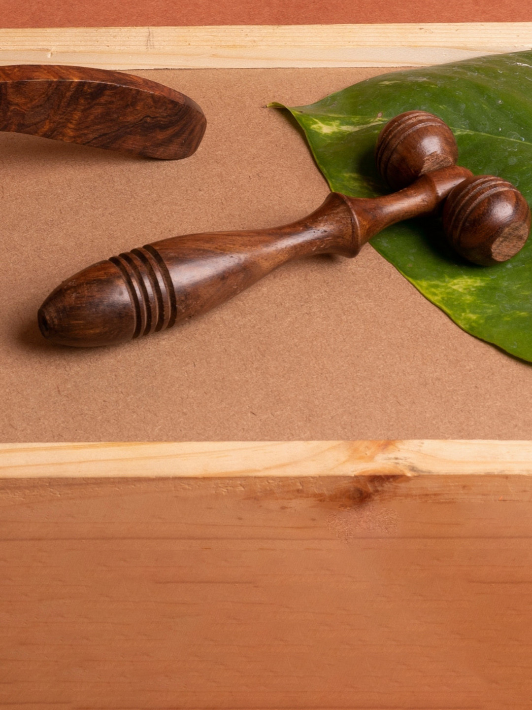 KAZARMAA Wooden Handheld cupressure Roller Body Calf Massager