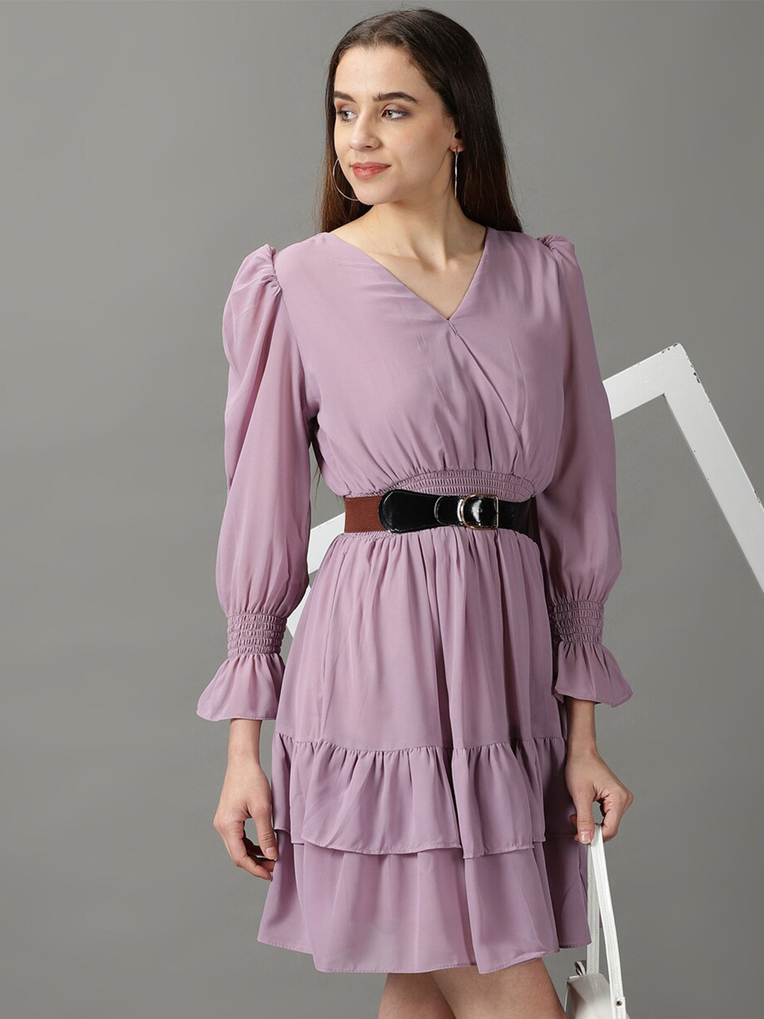 SHOWOFF V-Neck Layered Dress